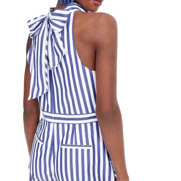 J. Crew Striped Halter Wide Leg Jumpsuit - Picture 3 of 9